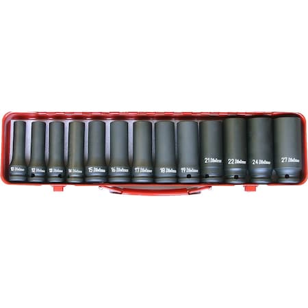 Ko-Ken Socket Set 5-19mm 6 Point 10 pieces 1/2 Sq. Drive, 14208M 14208M